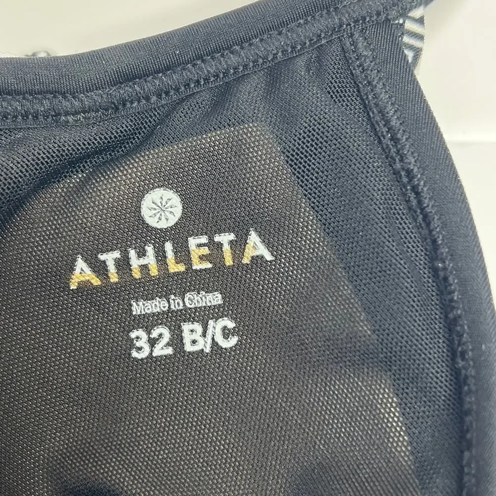 Athleta Laguna Side Scrunch Black and White Tankini Size 32 B/C